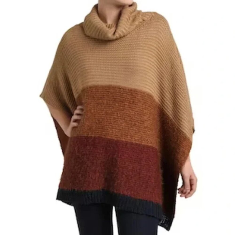 Vince Camuto Color Block Turtleneck Poncho
